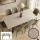 Esszimmertisch HWC-O59, Esstisch Ausziehtisch, Sinterstein Metall ausziehbar 160-242x91cm ~ Marmor-Optik beige