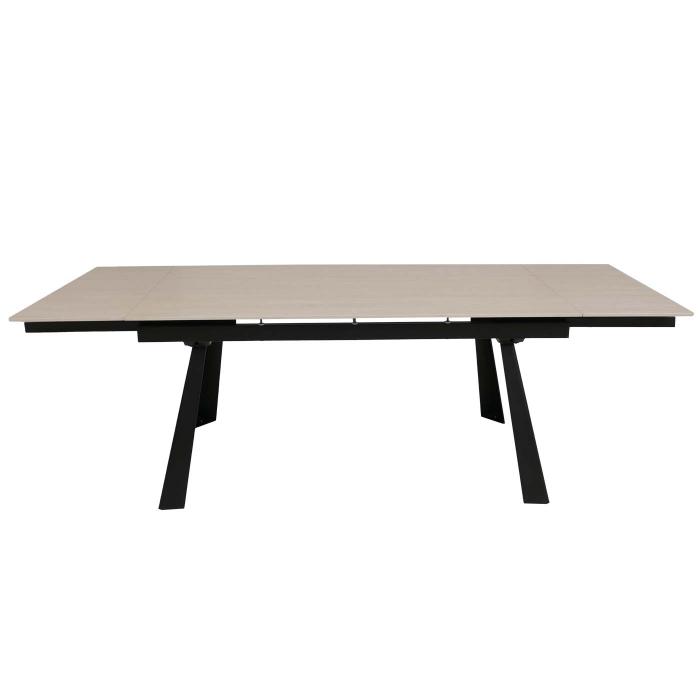 Esszimmertisch HWC-O59, Esstisch Ausziehtisch, Sinterstein Metall ausziehbar 160-242x91cm ~ Marmor-Optik beige