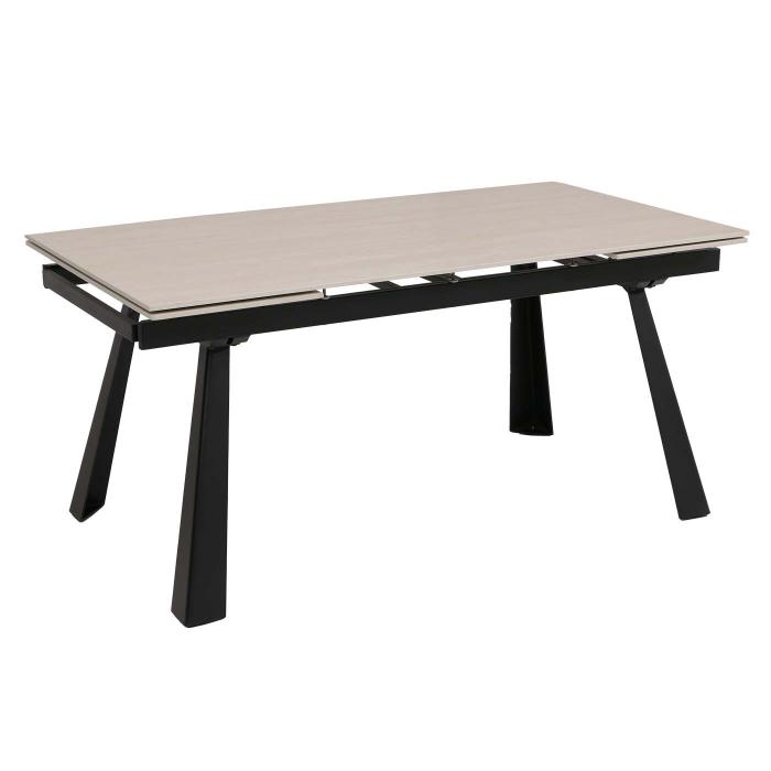Esszimmertisch HWC-O59, Esstisch Ausziehtisch, Sinterstein Metall ausziehbar 160-242x91cm ~ Marmor-Optik beige