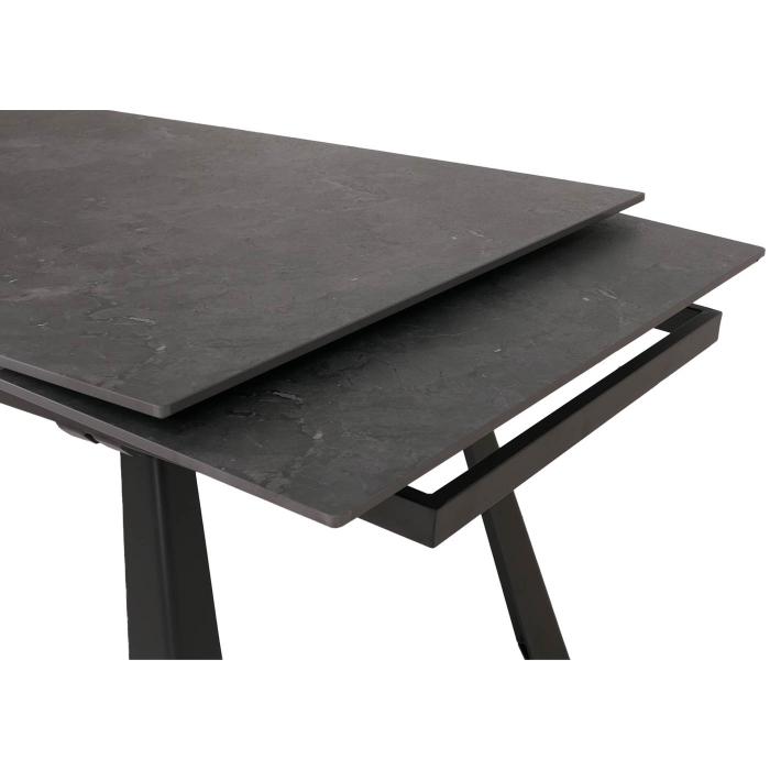 Esszimmertisch HWC-O59, Esstisch Ausziehtisch, Sinterstein Metall ausziehbar 160-242x91cm ~ Marmor-Optik grau