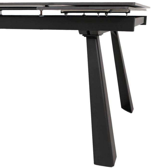 Esszimmertisch HWC-O59, Esstisch Ausziehtisch, Sinterstein Metall ausziehbar 160-242x91cm ~ Marmor-Optik grau