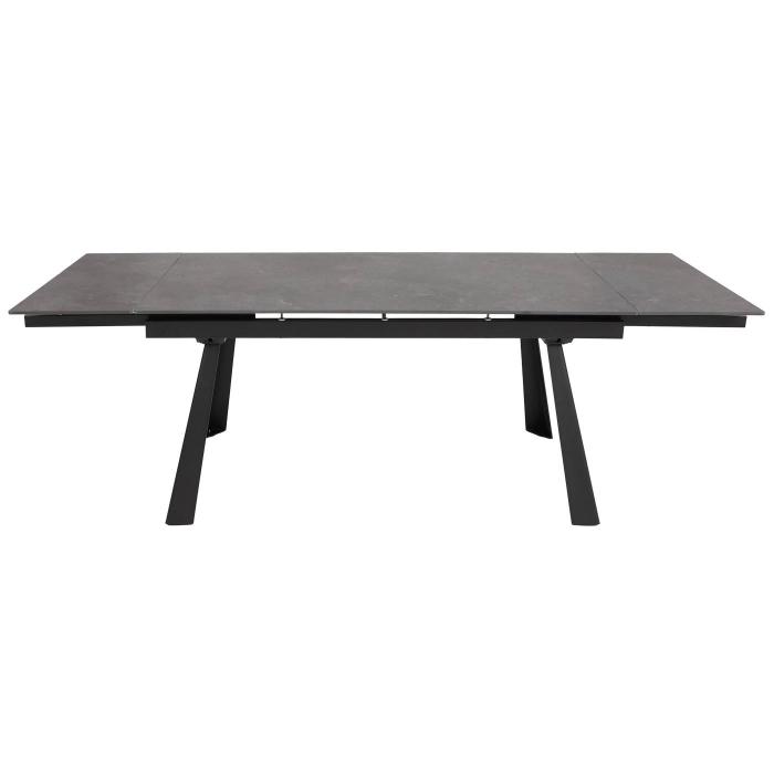 Esszimmertisch HWC-O59, Esstisch Ausziehtisch, Sinterstein Metall ausziehbar 160-242x91cm ~ Marmor-Optik grau