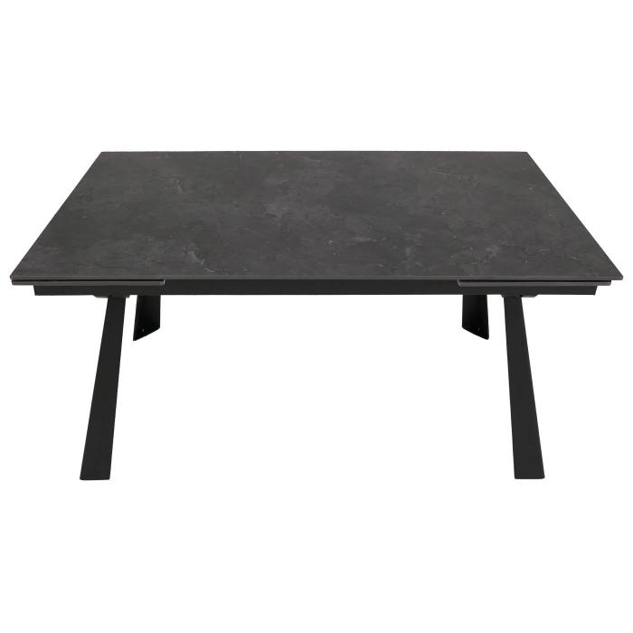 Esszimmertisch HWC-O59, Esstisch Ausziehtisch, Sinterstein Metall ausziehbar 160-242x91cm ~ Marmor-Optik grau