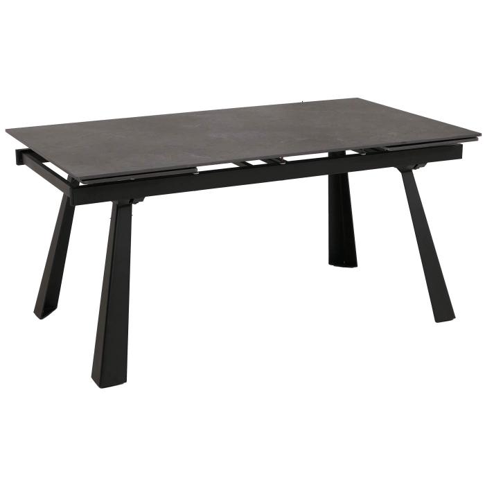Esszimmertisch HWC-O59, Esstisch Ausziehtisch, Sinterstein Metall ausziehbar 160-242x91cm ~ Marmor-Optik grau