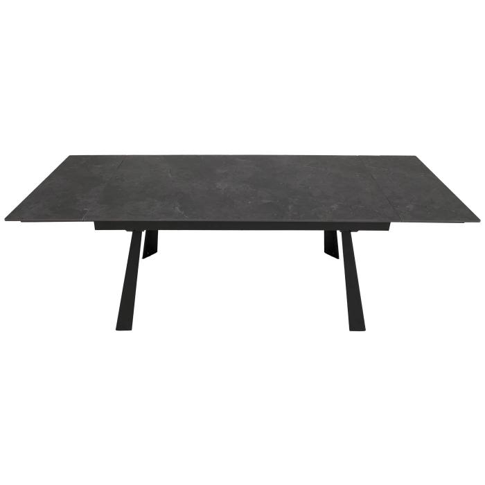 Esszimmertisch HWC-O59, Esstisch Ausziehtisch, Sinterstein Metall ausziehbar 160-242x91cm ~ Marmor-Optik grau
