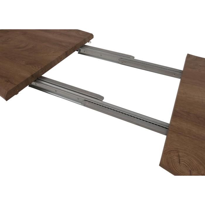 Esszimmertisch HWC-O60, Ausziehtisch Esstisch, Eisen MDF ausziehbar 120-180x76cm ~ helle Eiche-Optik