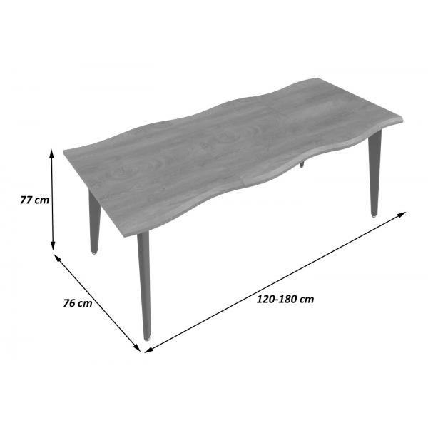 Bemaungsbild fr Produkt Esszimmertisch HWC-O60, Ausziehtisch Esstisch, Eisen MDF ausziehbar 120-180x76cm ~ helle Eiche-Optik
