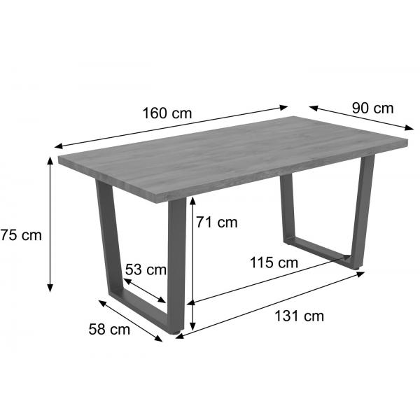 Bemaungsbild fr Produkt Esszimmertisch HWC-O61, Tisch Kchentisch Esstisch, Industrial MDF Metall 160x90cm ~ Walnuss-Optik