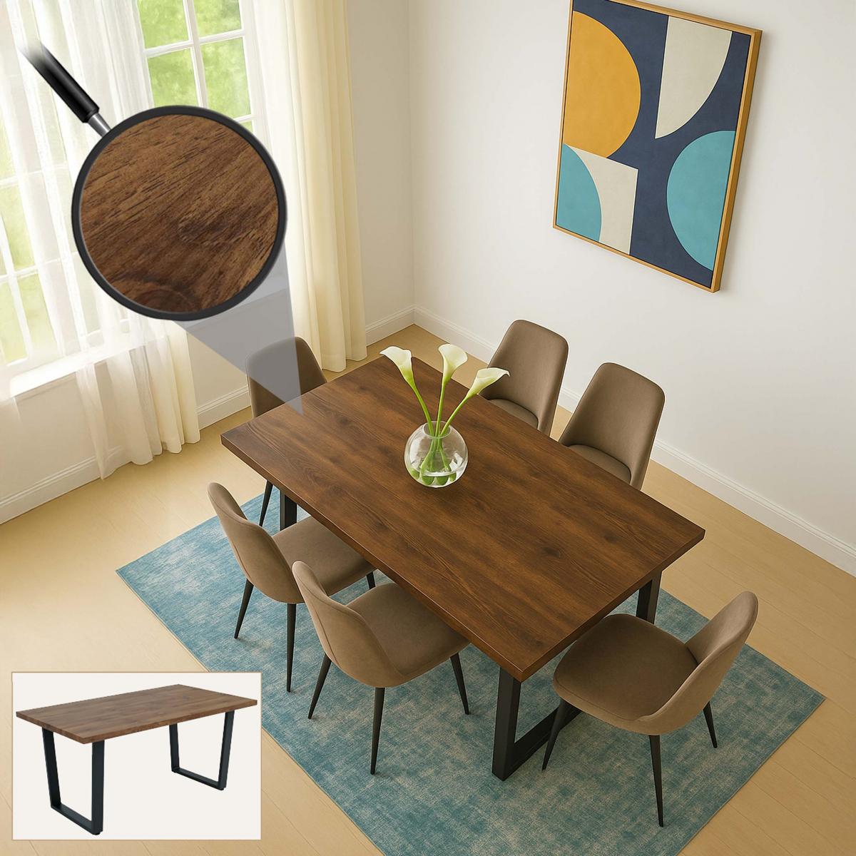 Esszimmertisch HWC-O61, Tisch Kchentisch Esstisch, Industrial MDF Metall 160x90cm ~ Walnuss-Optik