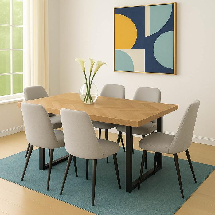 Esszimmertisch HWC-O61, Tisch Kchentisch Esstisch, Industrial MDF Metall 160x90cm ~ helle Eiche-Optik