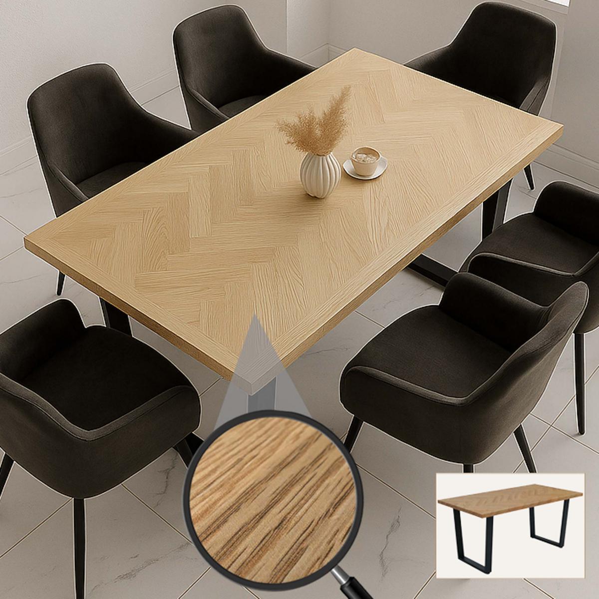 Esszimmertisch HWC-O61, Tisch Kchentisch Esstisch, Industrial MDF Metall 160x90cm ~ helle Eiche-Optik