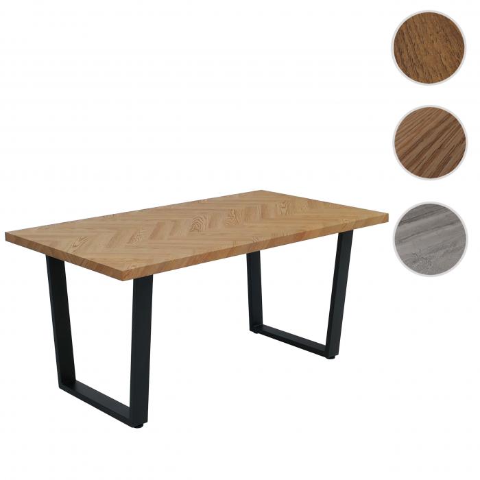Esszimmertisch HWC-O61, Tisch Kchentisch Esstisch, Industrial MDF Metall 160x90cm ~ helle Eiche-Optik