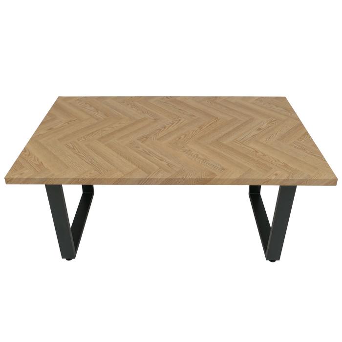 Esszimmertisch HWC-O61, Tisch Kchentisch Esstisch, Industrial MDF Metall 160x90cm ~ helle Eiche-Optik