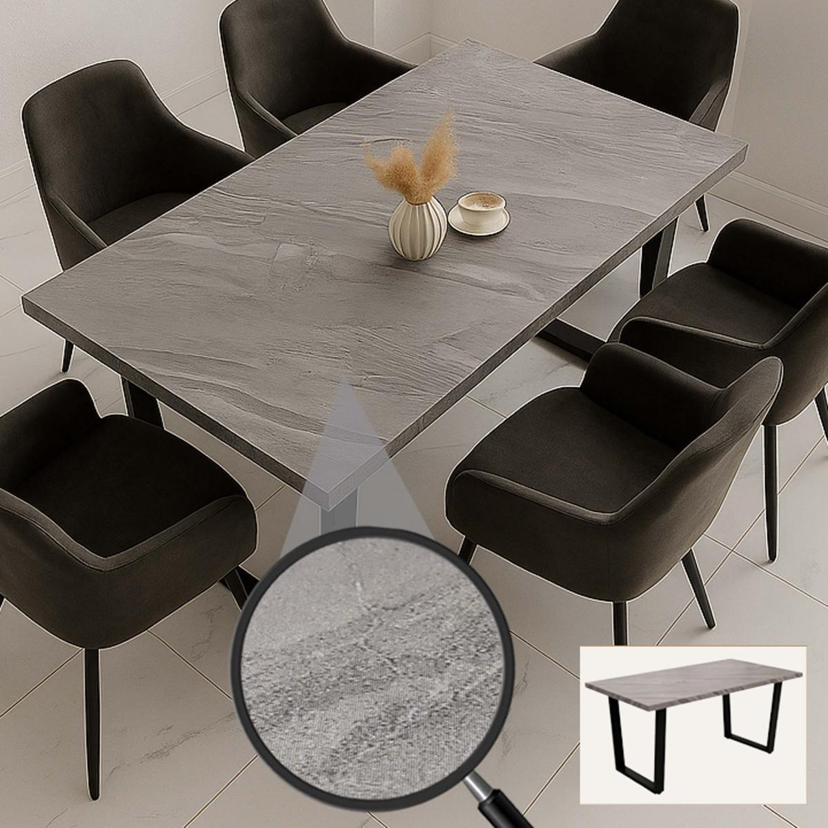 Esszimmertisch HWC-O61, Tisch Kchentisch Esstisch, Industrial MDF Metall 160x90cm ~ Marmor-Optik grau