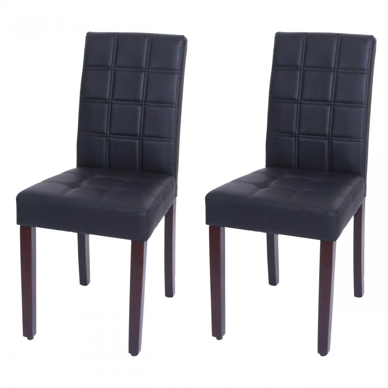 2er-Set Esszimmerstuhl HWC-O65c, Kchenstuhl Polsterstuhl Lehnstuhl, Kunstleder ~ schwarz