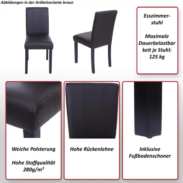 Foto mit wichtigsten Merkmalen des Produktes 2er-Set Esszimmerstuhl HWC-O65d, Kchenstuhl Polsterstuhl Lehnstuhl, Kunstleder ~ wei