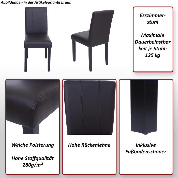 2er-Set Esszimmerstuhl HWC-O65d, Kchenstuhl Polsterstuhl Lehnstuhl, Kunstleder ~ wei