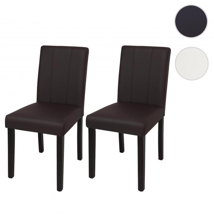 2er-Set Esszimmerstuhl HWC-O65d, Kchenstuhl Polsterstuhl Lehnstuhl, Kunstleder ~ braun