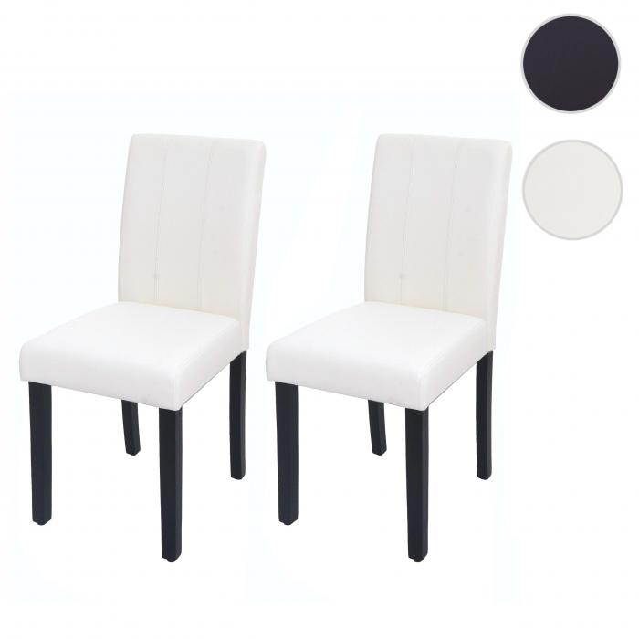 2er-Set Esszimmerstuhl HWC-O65d, Kchenstuhl Polsterstuhl Lehnstuhl, Kunstleder ~ wei