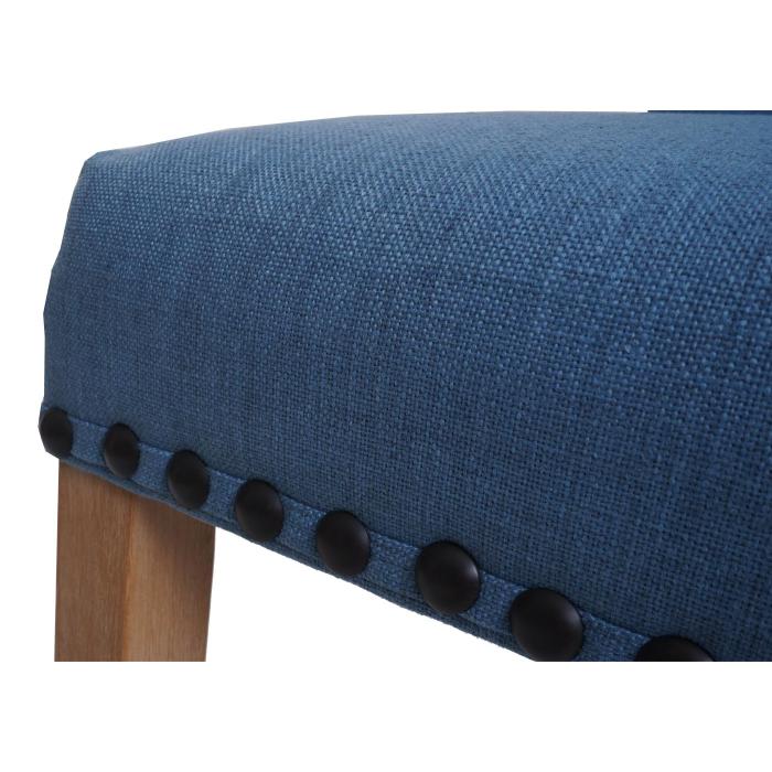 2er-Set Esszimmerstuhl HWC-O66, Kchenstuhl Polsterstuhl, Chesterfield Nieten Stoff/Textil ~ hellblau
