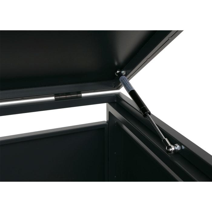2er-Mlltonnenverkleidung HWC-O67, Mlltonnenbox mit Deckel, Metall 122x132x84cm 53kg ~ anthrazit Holzoptik hell