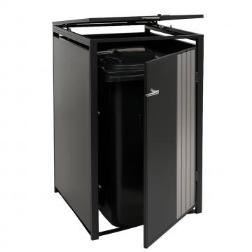 1er-Mlltonnenverkleidung HWC-O67, Mlltonnenbox mit Deckel, Metall 122x68x84cm 35kg ~ anthrazit Edelstahl