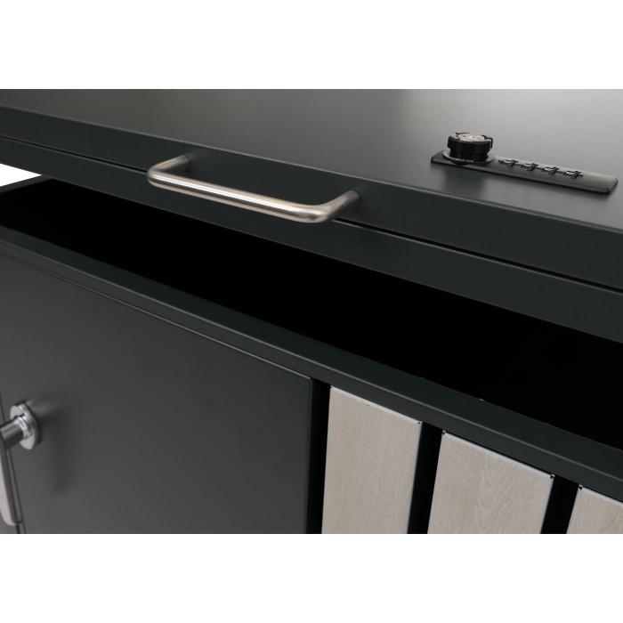 2er-Mlltonnenverkleidung HWC-O67, Mlltonnenbox mit Deckel, Metall 122x132x84cm 53kg ~ anthrazit Holzoptik hell