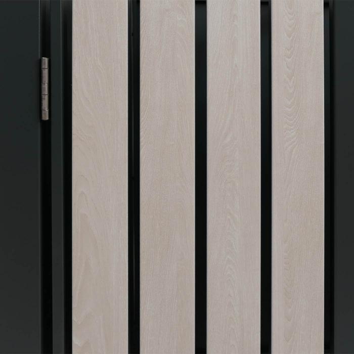 2er-Mlltonnenverkleidung HWC-O67, Mlltonnenbox mit Deckel, Metall 122x132x84cm 53kg ~ anthrazit Holzoptik hell