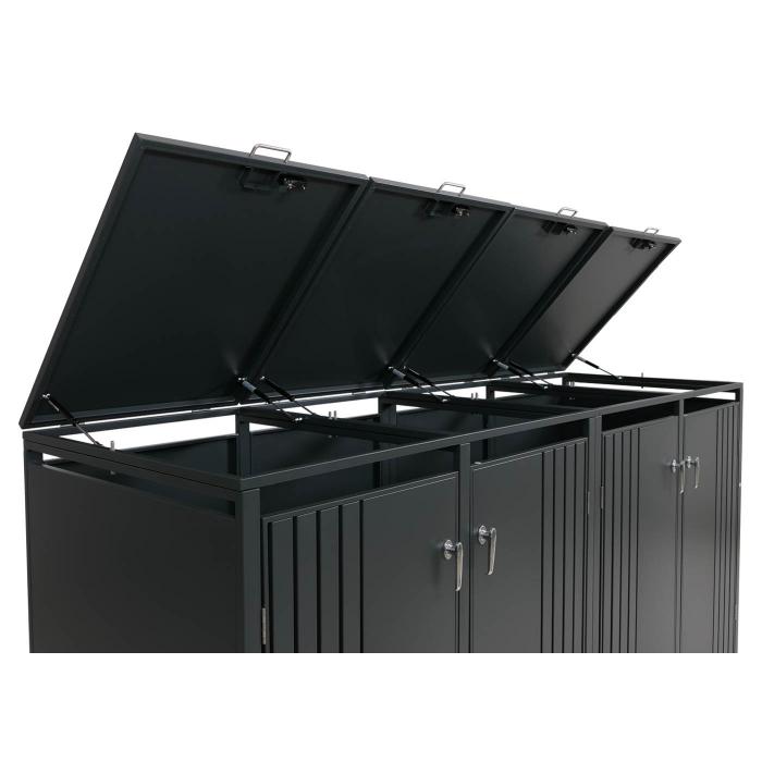 4er-Mlltonnenverkleidung HWC-O67, Mlltonnenbox mit Deckel, Metall 122x250x84cm 104kg ~ anthrazit