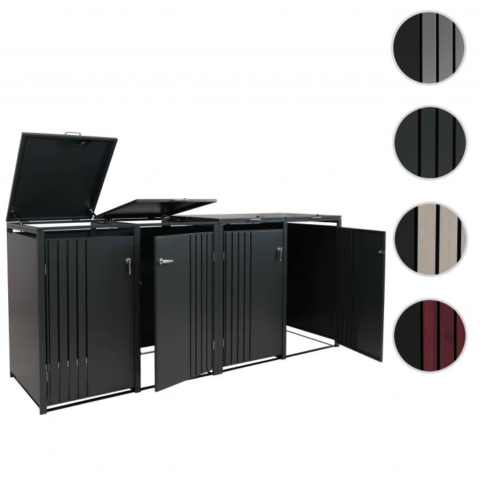 4er-Mlltonnenverkleidung HWC-O67, Mlltonnenbox mit Deckel, Metall 122x250x84cm 104kg ~ anthrazit