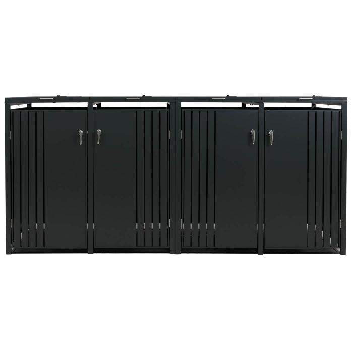 4er-Mlltonnenverkleidung HWC-O67, Mlltonnenbox mit Deckel, Metall 122x250x84cm 104kg ~ anthrazit