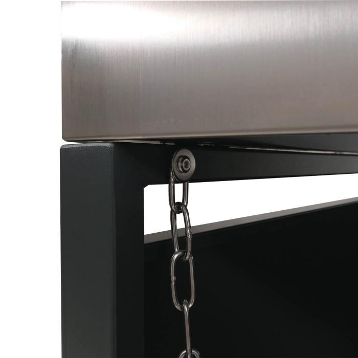 2er-Mlltonnenverkleidung HWC-O67, Mlltonnenbox mit Pflanzkasten, Metall 125x132x84cm 55kg ~ anthrazit Holzoptik dunkel