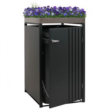 1er-Mlltonnenverkleidung HWC-O67, Mlltonnenbox mit Pflanzkasten, Metall 125x68x84cm 35kg ~ anthrazit