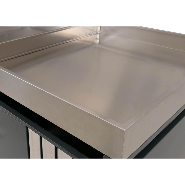 2er-Mlltonnenverkleidung HWC-O67, Mlltonnenbox mit Pflanzkasten, Metall 125x132x84cm 55kg ~ anthrazit Holzoptik hell