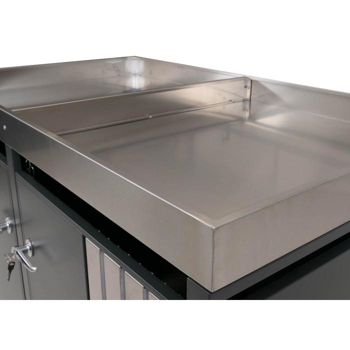 2er-Mlltonnenverkleidung HWC-O67, Mlltonnenbox mit Pflanzkasten, Metall 125x132x84cm 55kg ~ anthrazit Edelstahl