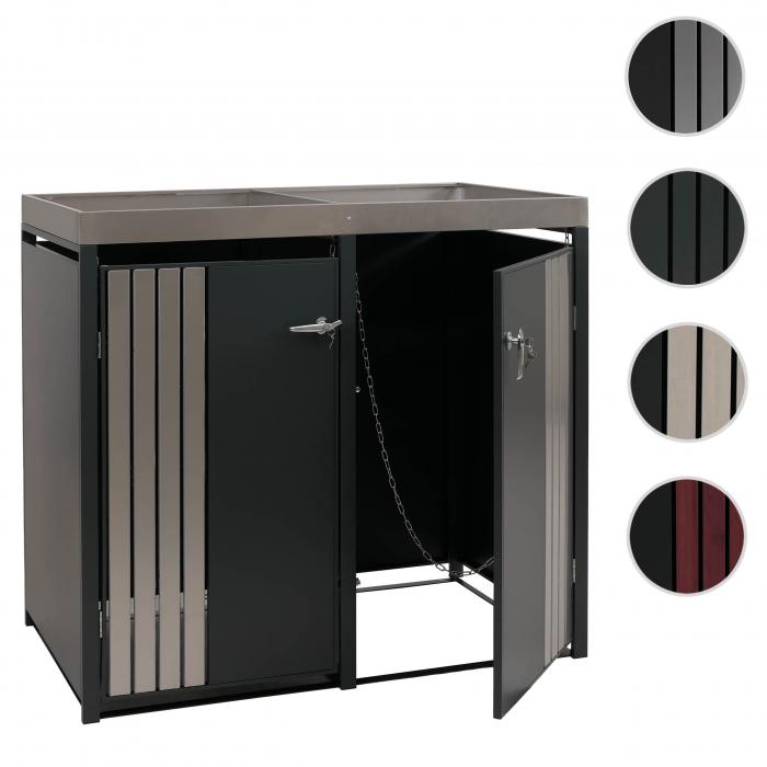 2er-Mlltonnenverkleidung HWC-O67, Mlltonnenbox mit Pflanzkasten, Metall 125x132x84cm 55kg ~ anthrazit Edelstahl