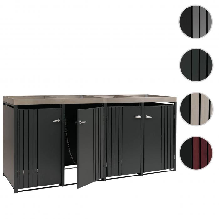 4er-Mlltonnenverkleidung HWC-O67, Mlltonnenbox mit Pflanzkasten, Metall 125x260x84cm 95kg ~ anthrazit