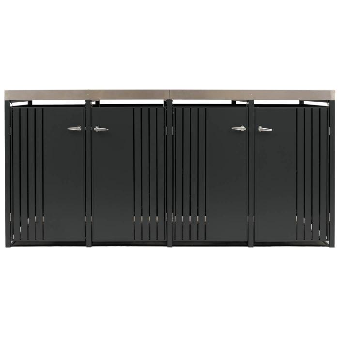 4er-Mlltonnenverkleidung HWC-O67, Mlltonnenbox mit Pflanzkasten, Metall 125x260x84cm 95kg ~ anthrazit