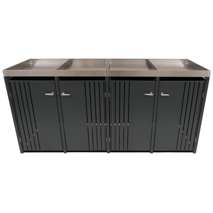 4er-Mlltonnenverkleidung HWC-O67, Mlltonnenbox mit Pflanzkasten, Metall 125x260x84cm 95kg ~ anthrazit