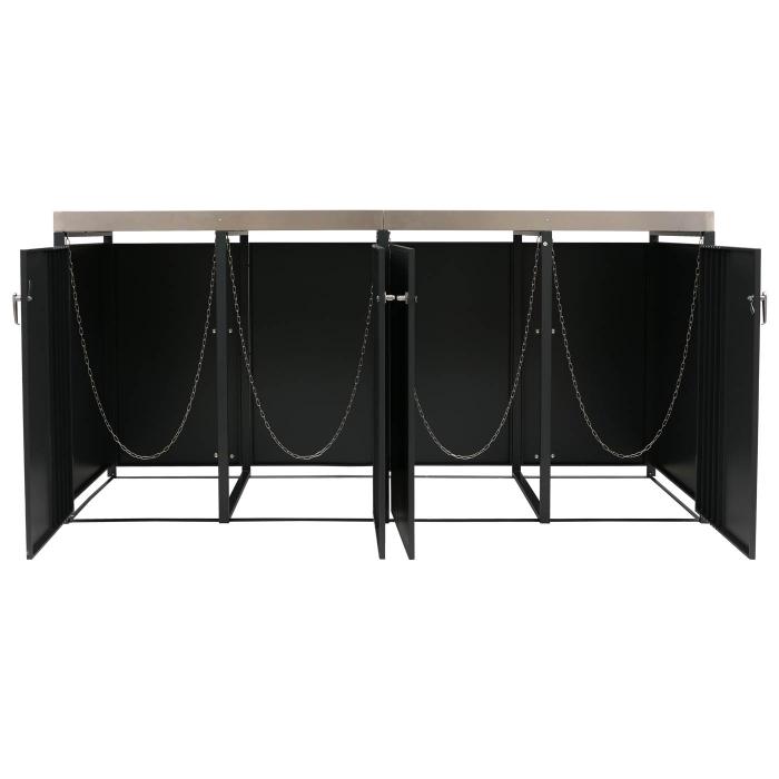 4er-Mlltonnenverkleidung HWC-O67, Mlltonnenbox mit Pflanzkasten, Metall 125x260x84cm 95kg ~ anthrazit
