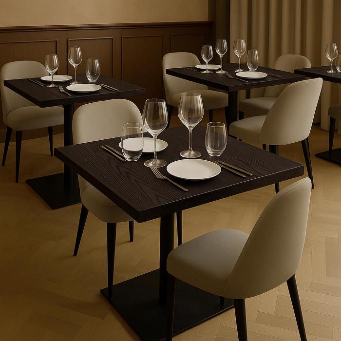 Bistrotisch HWC-H10, Bartisch Thekentisch, Industrial Gastro Metall Ulme Massivholz MVG 70x70cm ~ dunkelbraun
