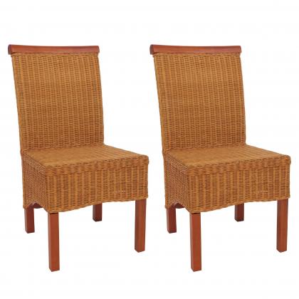 2er-Set Esszimmerstuhl Korbstuhl Stuhl M42, Rattan ~ ohne Sitzkissen