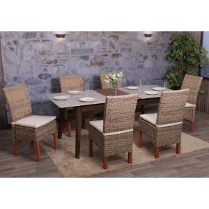 6er-Set Esszimmerstuhl Korbstuhl Stuhl M44, Kubu-Rattan ~ mit Sitzkissen