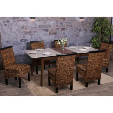 6er-Set Esszimmerstuhl Korbstuhl M45 Stuhl Bananengeflecht ~ dunkel, ohne Kissen