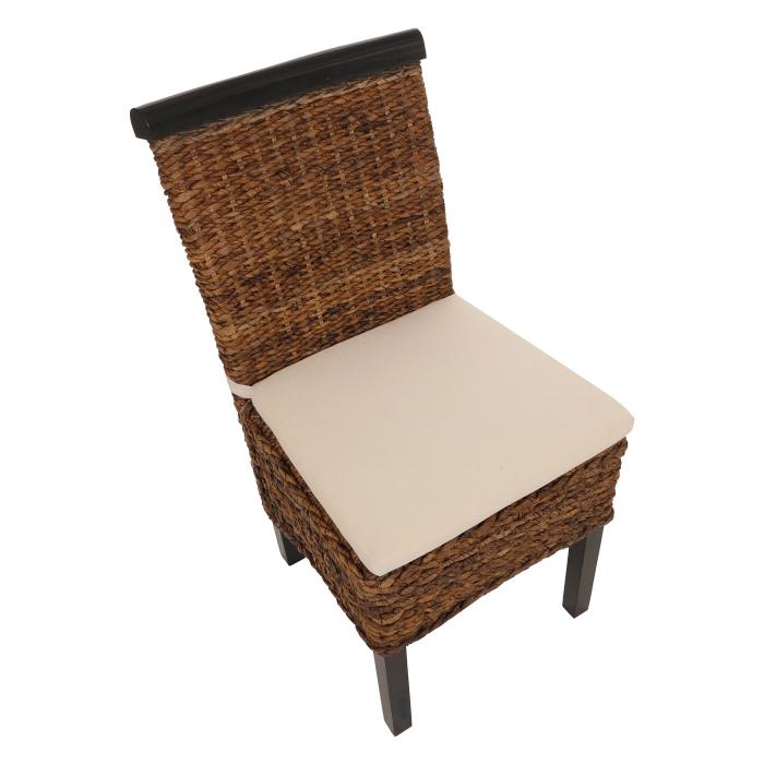 2er-Set Esszimmerstuhl Korbstuhl M45 Stuhl Bananengeflecht ~ dunkel, mit Kissen