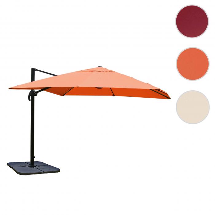 Ampelschirm HWC-A96, Gastronomie Sonnenschirm, 3x3m (4,24m) Polyester/Alu 23kg ~ terracotta mit Stnder