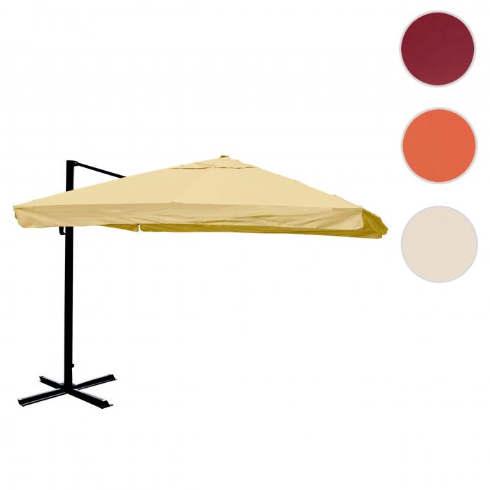 Ampelschirm HWC-A96, Sonnenschirm Gastronomie 3x3m (4,24m) Polyester/Alu 23kg ~ Flap, creme ohne Stnder, drehbar