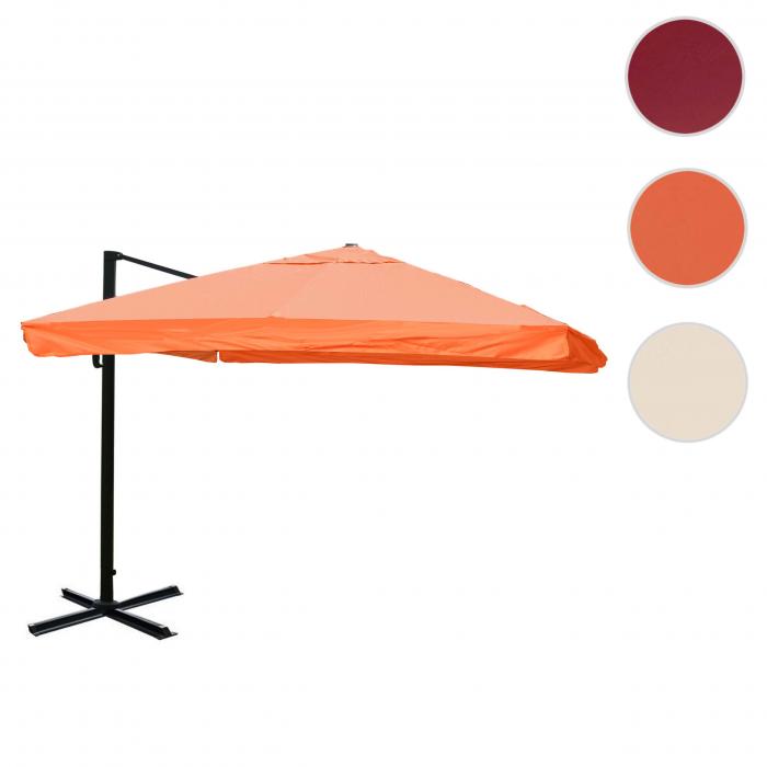 Ampelschirm HWC-A96, Sonnenschirm Gastronomie 3x3m (4,24m) Polyester/Alu 23kg ~ Flap, terracotta ohne Stnder, drehbar