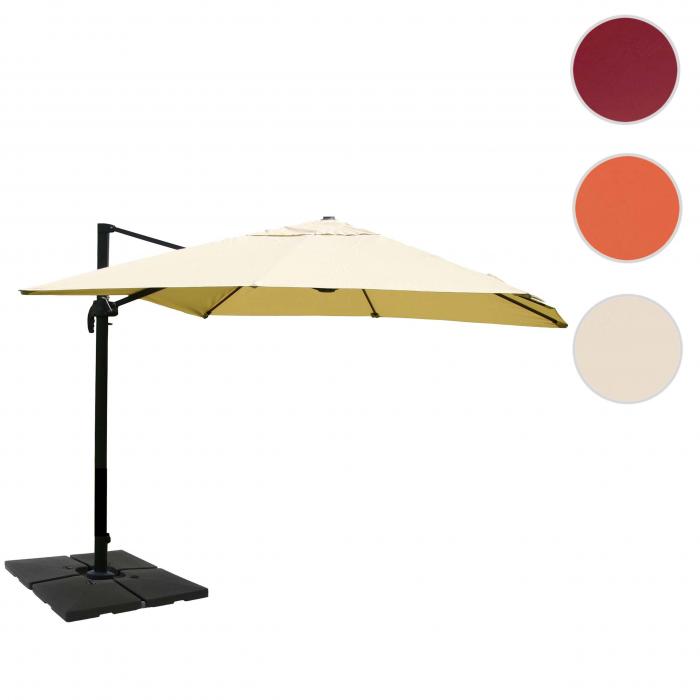 Gastronomie-Ampelschirm HWC-A96, Sonnenschirm, 3x4m (5m) Polyester/Alu 26kg ~ creme mit Stnder