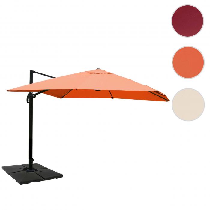 Gastronomie-Ampelschirm HWC-A96, Sonnenschirm, 3x4m (5m) Polyester/Alu 26kg ~ terracotta mit Stnder